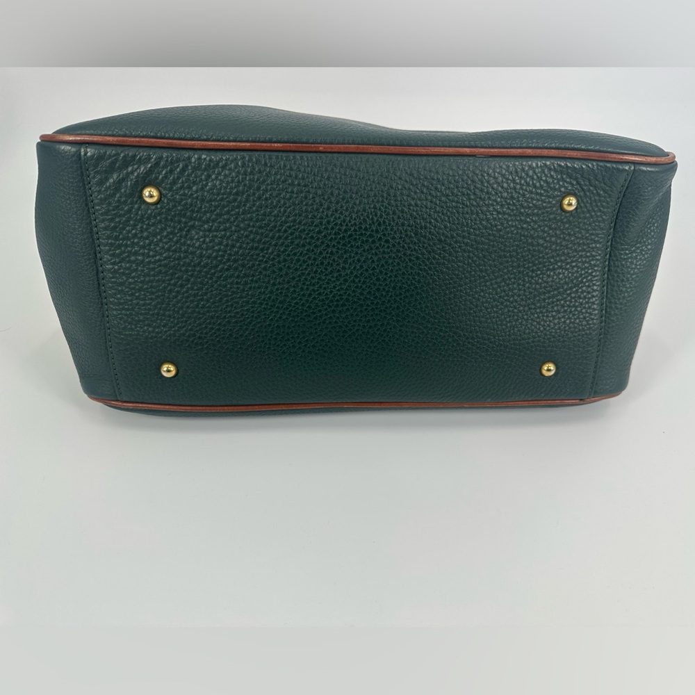 Vintage Dooney & Bourke Wilson Leather Satchel Handbag Purse, Forest Green/Tan - Picture 7 of 10